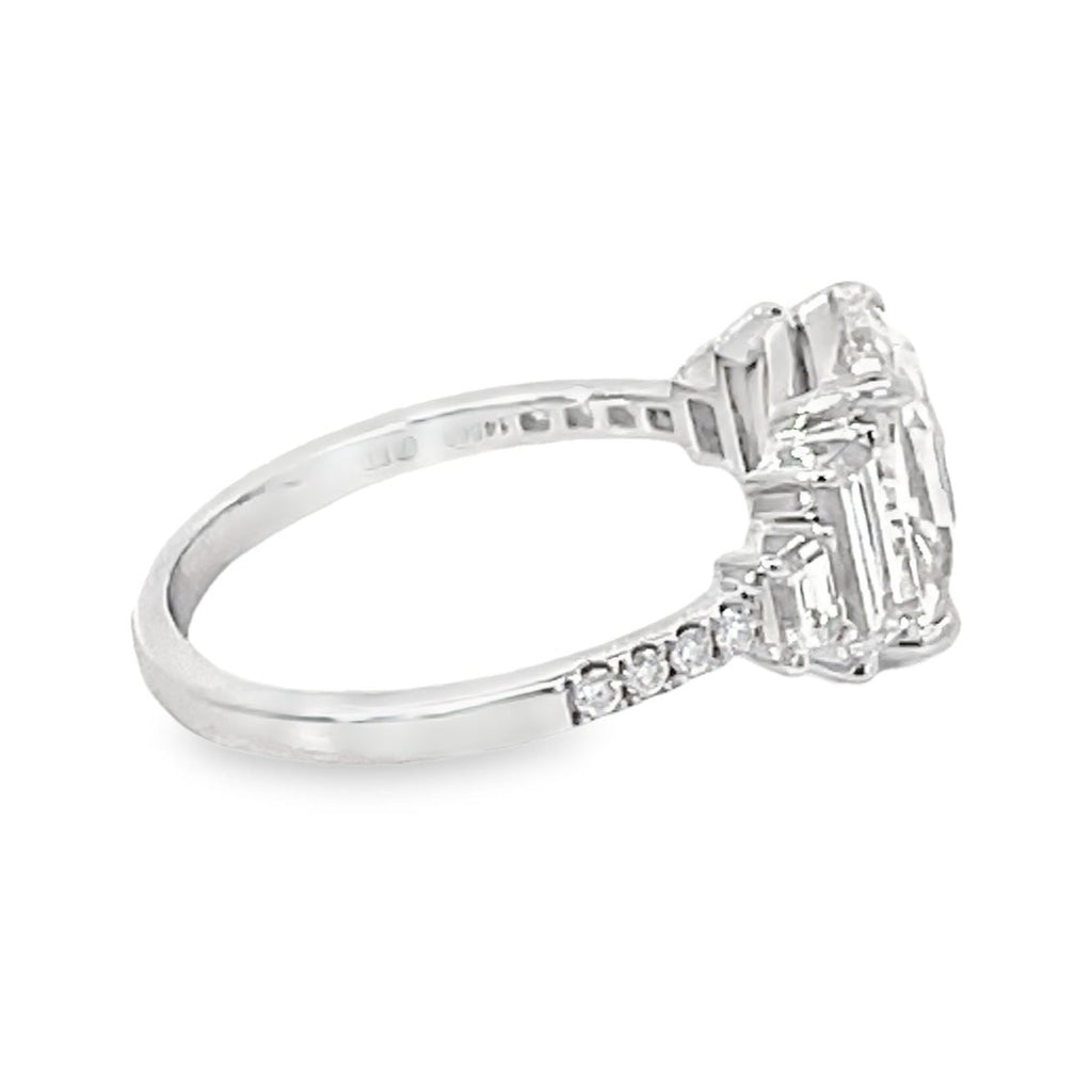 Side view of GIA 2.00ct Oval Rose Cut Diamond Engagement Ring