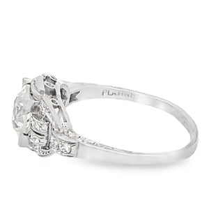 Side view of Antique 1.78ct Old European Cut Diamond Engagement Ring, Platinum