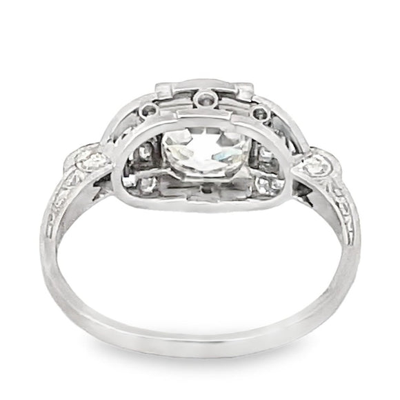 Front view of Antique 1.78ct Old European Cut Diamond Engagement Ring, Platinum