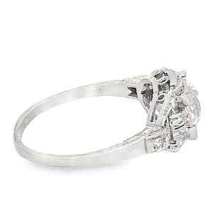 Side view of Antique 1.78ct Old European Cut Diamond Engagement Ring, Platinum