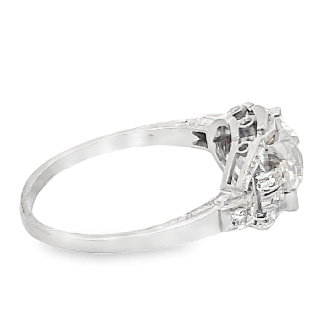 Side view of Antique 1.78ct Old European Cut Diamond Engagement Ring, Platinum