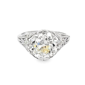 Front view of Antique 5.03ct Old European Cut Diamond Engagement Ring