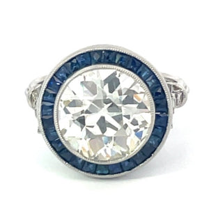 Front view of 4.26ct Old European Cut Diamond Engagement Ring