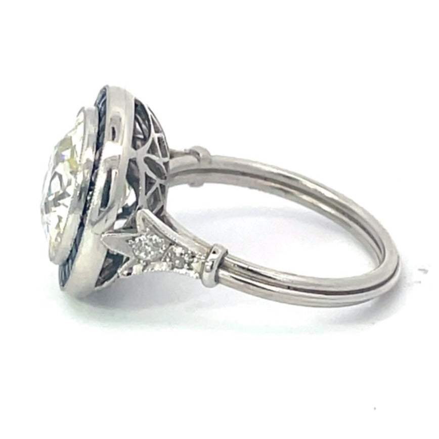 Side view of 4.26ct Old European Cut Diamond Engagement Ring