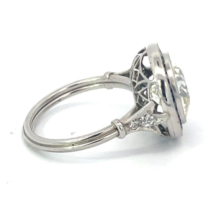 Side view of 4.26ct Old European Cut Diamond Engagement Ring