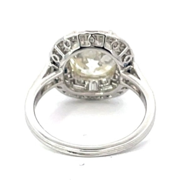 Back view of 3.33ct Antique Cushion Cut Diamond Engagement Ring