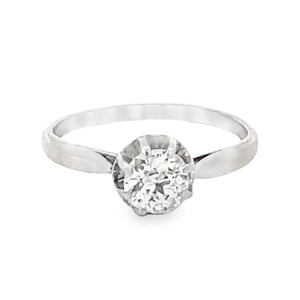 Front view of Antique 0.43ct Old European Cut Diamond Engagement Ring, Platinum