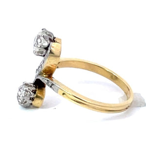 Side view of Antique 0.80ct Old Mine Cut Diamond Engagement Ring, I Color, 18k Yellow Gold