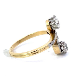 Side view of Antique 0.80ct Old Mine Cut Diamond Engagement Ring, I Color, 18k Yellow Gold