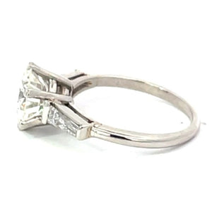 Side view of Vintage GIA 2.53ct Round Brilliant Cut Diamond Engagement Ring, I color, Platinum