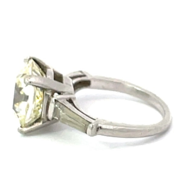 Side view of 5.19ct Antique Cushion Cut Diamond Engagement Ring, Platinum