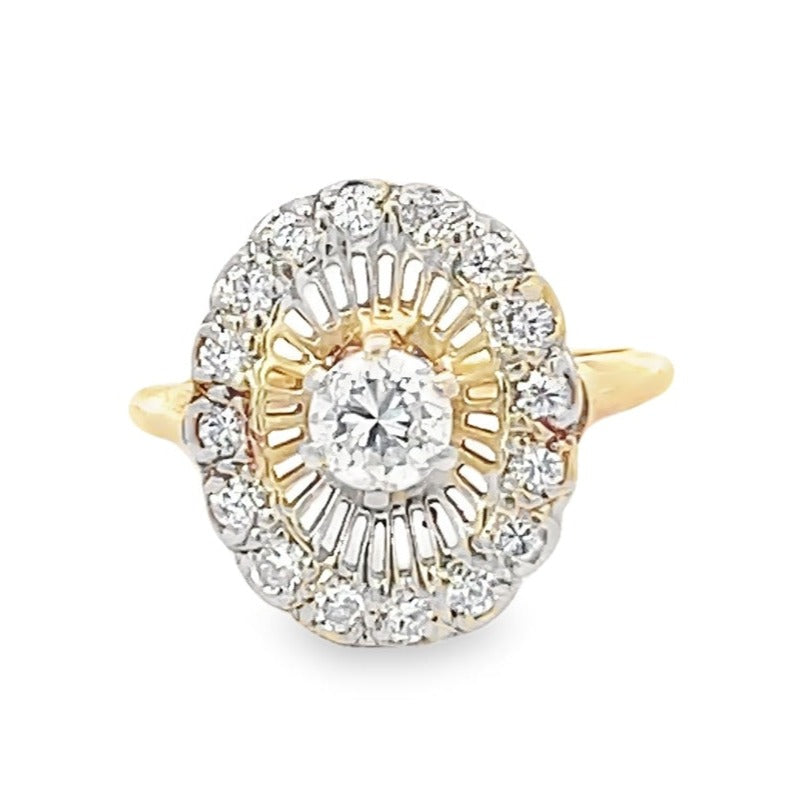 Front view of 0.40ct Round Brilliant Cut Diamond Cocktail Ring, H Color, 14k Yellow Gold