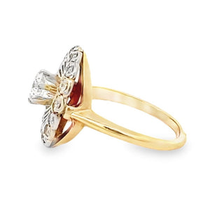 Side view of 0.40ct Round Brilliant Cut Diamond Cocktail Ring, H Color, 14k Yellow Gold