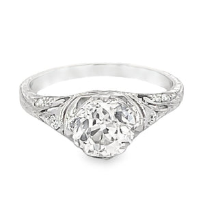 Front view of 1.58ct Old European Cut Diamond Engagement Ring, Platinum