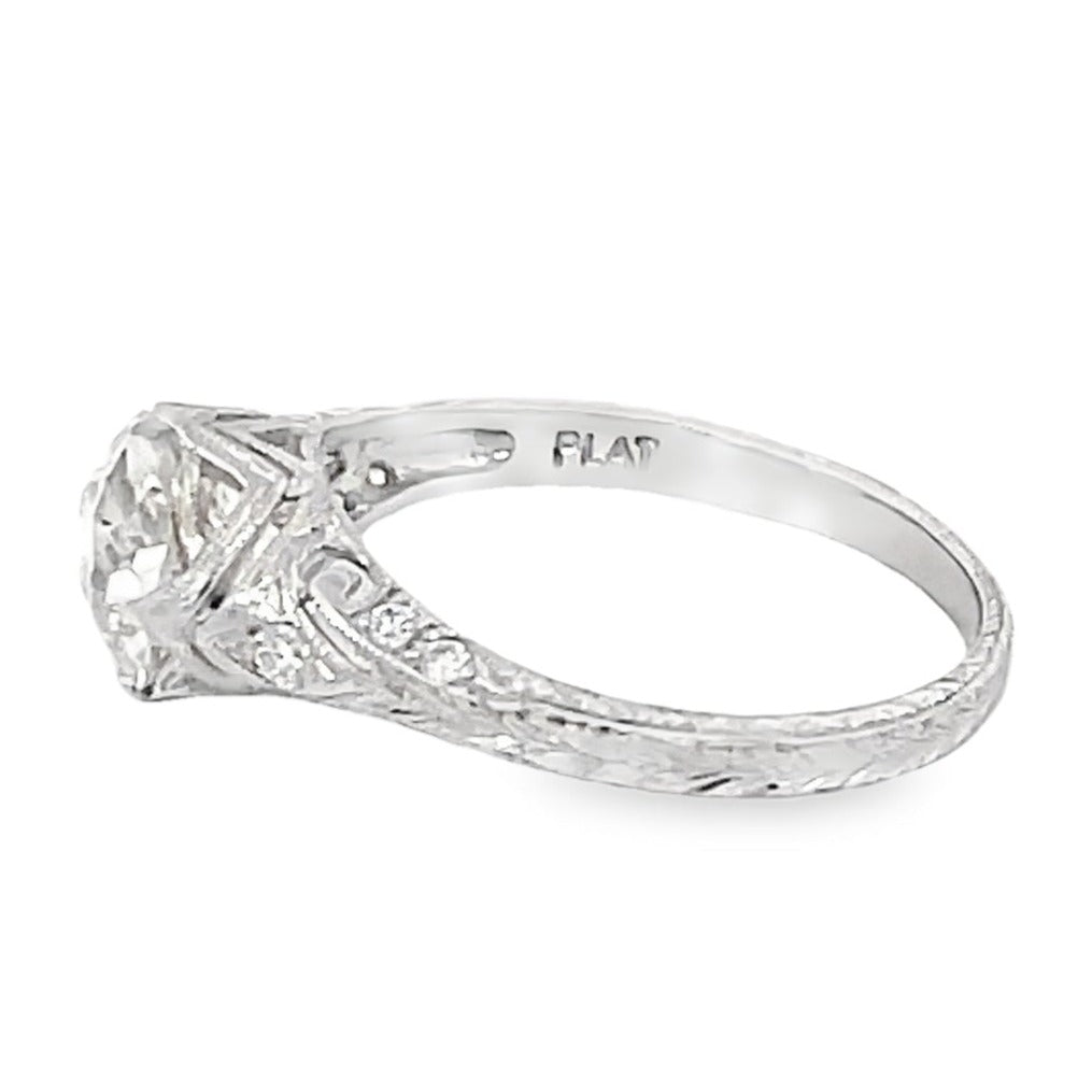 Side view of 1.58ct Old European Cut Diamond Engagement Ring, Platinum