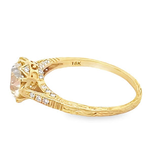 Side view of 1.62 Old European Cut Diamond Engagement Ring, VS1 Clarity, 18k Yellow Gold