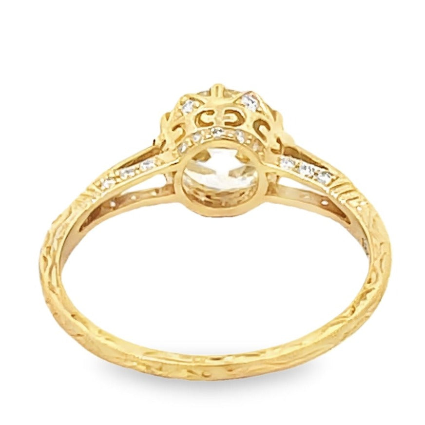 Back view of 1.62 Old European Cut Diamond Engagement Ring, VS1 Clarity, 18k Yellow Gold