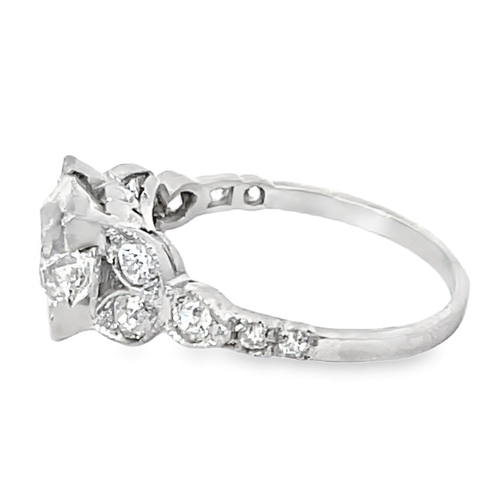 Side view of Antique GIA 2.64ct Old European Cut Diamond Engagement Ring