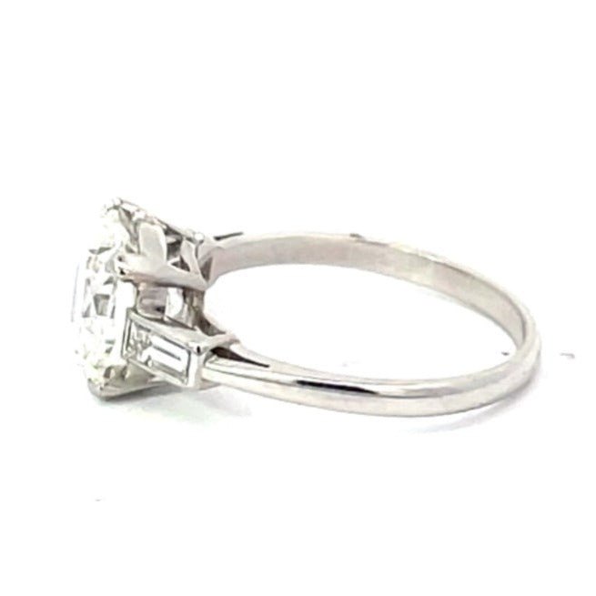 Side view of GIA 2.19ct Antique Cushion Cut Diamond Engagement Ring, H Color, Platinum