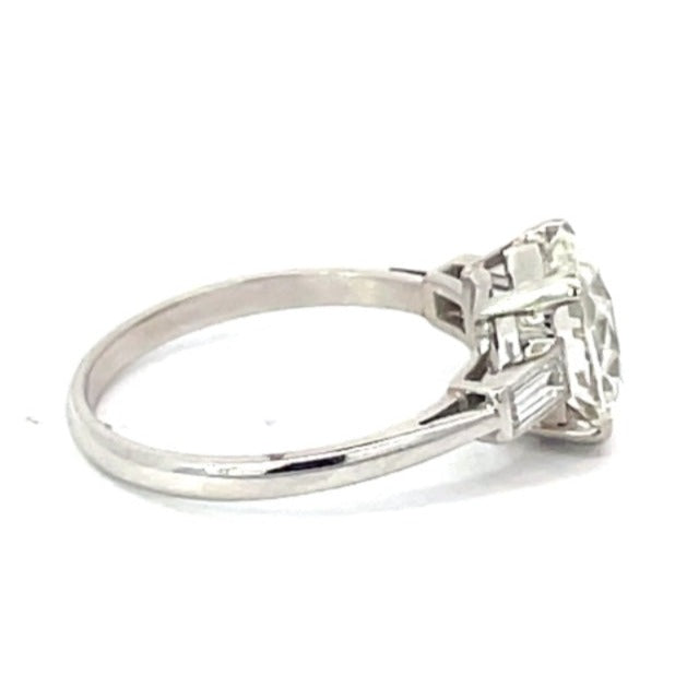 Side  view of GIA 2.19ct Antique Cushion Cut Diamond Engagement Ring, H Color, Platinum