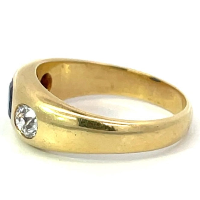 Side view of Vintage 1.20ct Oval Cut Burma Sapphire Engagement Ring, 14k Yellow Gold, No-Heat
