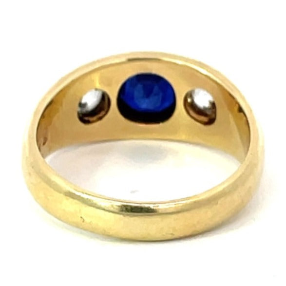 Back view of Vintage 1.20ct Oval Cut Burma Sapphire Engagement Ring, 14k Yellow Gold, No-Heat