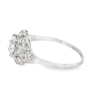 Side view of Vintage 0.92ct Old European Cut Diamond Engagement Ring, Platinum