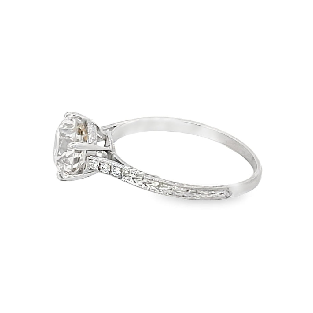 Side view of Antique 2.40ct Old European Cut Diamond Engagement Ring