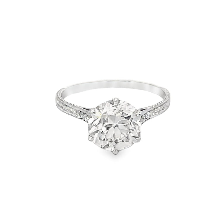 Front view of Antique 2.40ct Old European Cut Diamond Engagement Ring