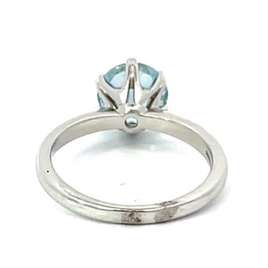 Back view of 1.62ct Round Cut Natural Aquamarine Solitaire Ring, Platinum