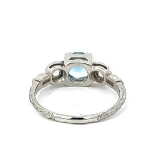 Back view of 0.86ct Round Cut Aquamarine Engagement Ring, Platinum