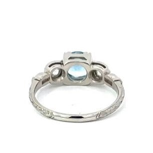 Front view of 0.86ct Round Cut Aquamarine Engagement Ring, Platinum