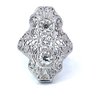 Front view of Antique 0.30ct Old European Cut Diamond Cocktail Ring, Platinum