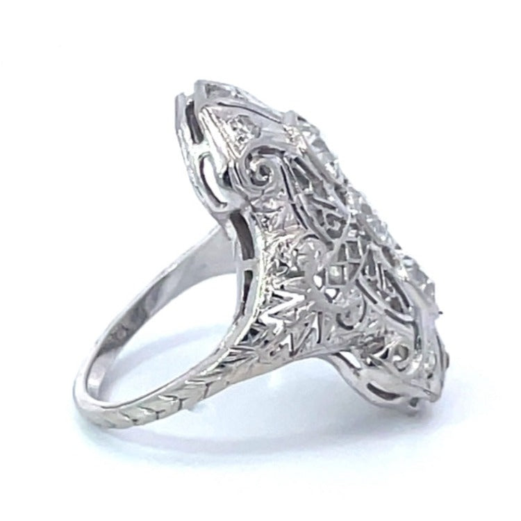 Side view of Antique 0.30ct Old European Cut Diamond Cocktail Ring, Platinum