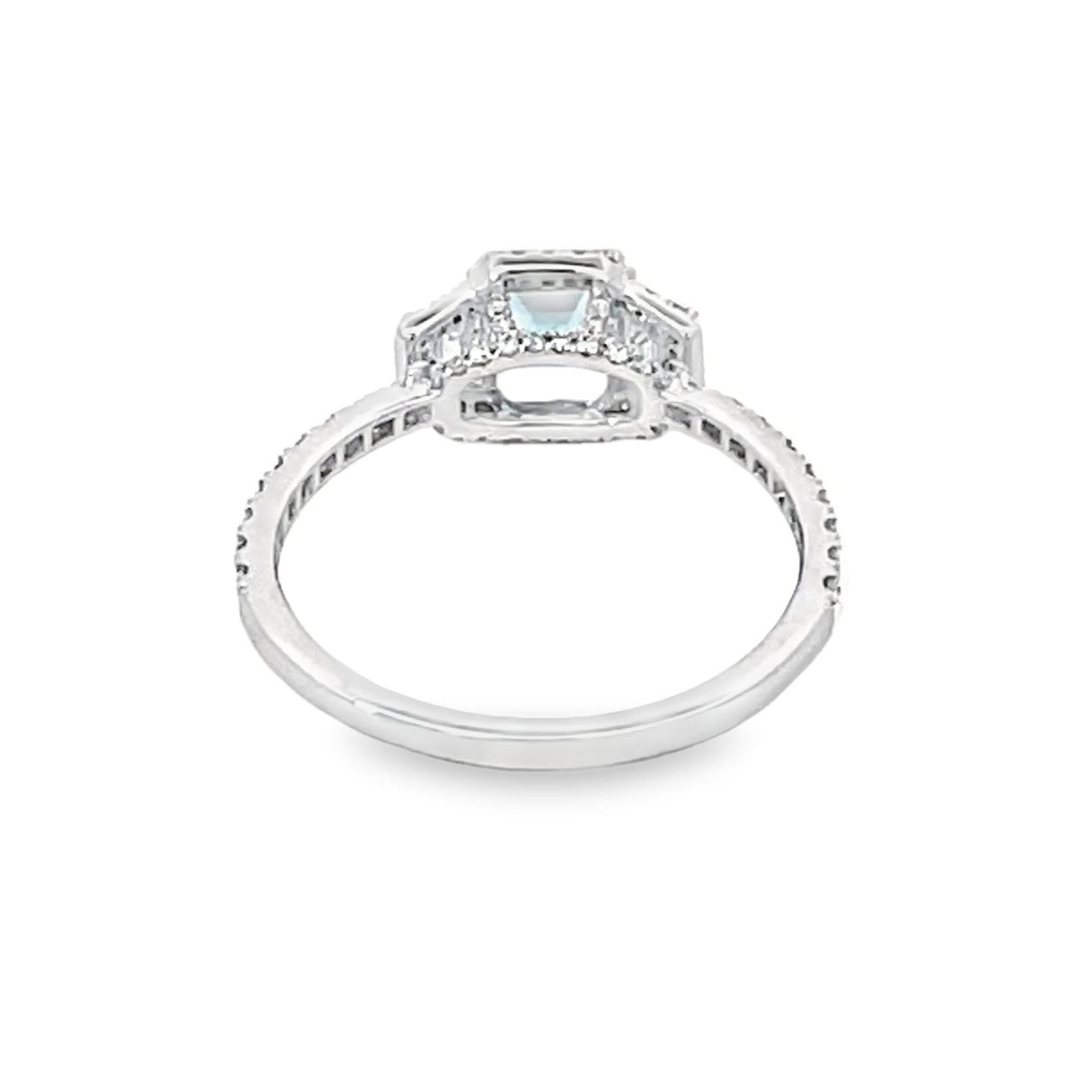 Back view of 0.71ct Emerald Cut Aquamarine Engagement Ring