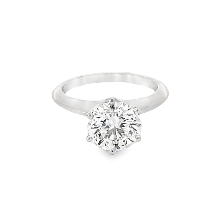 Front view of Tiffany & Co. GIA 2.33ct Round Brilliant Cut Diamond Engagement Ring