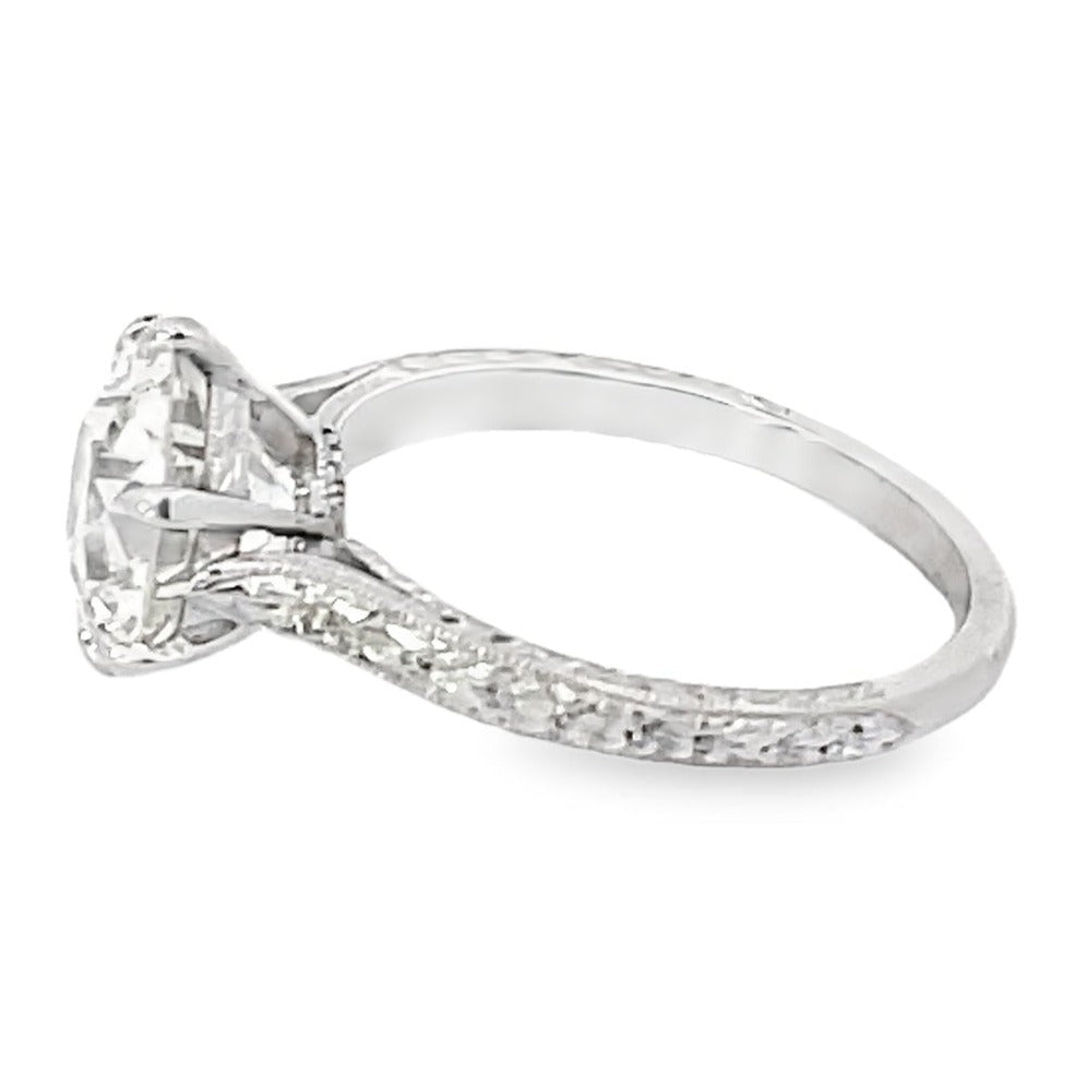 Side view of Antique 3.05ct Old European Cut Diamond Engagement Ring