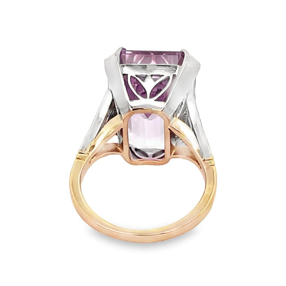 Front view of 20.82ct Emerald Cut Kunzite Cocktail Ring