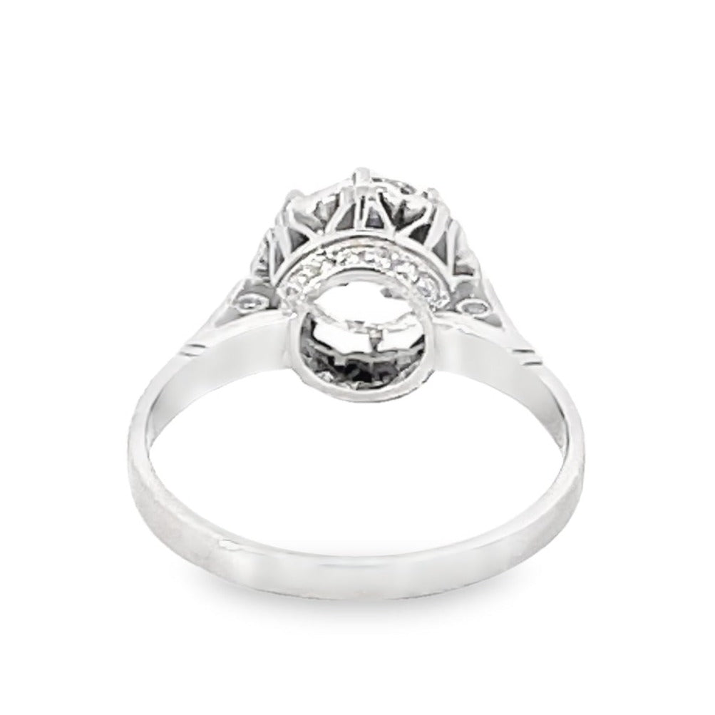 Back view of Antique GIA 2.32ct Old European Cut Diamond Engagement Ring, Platinum