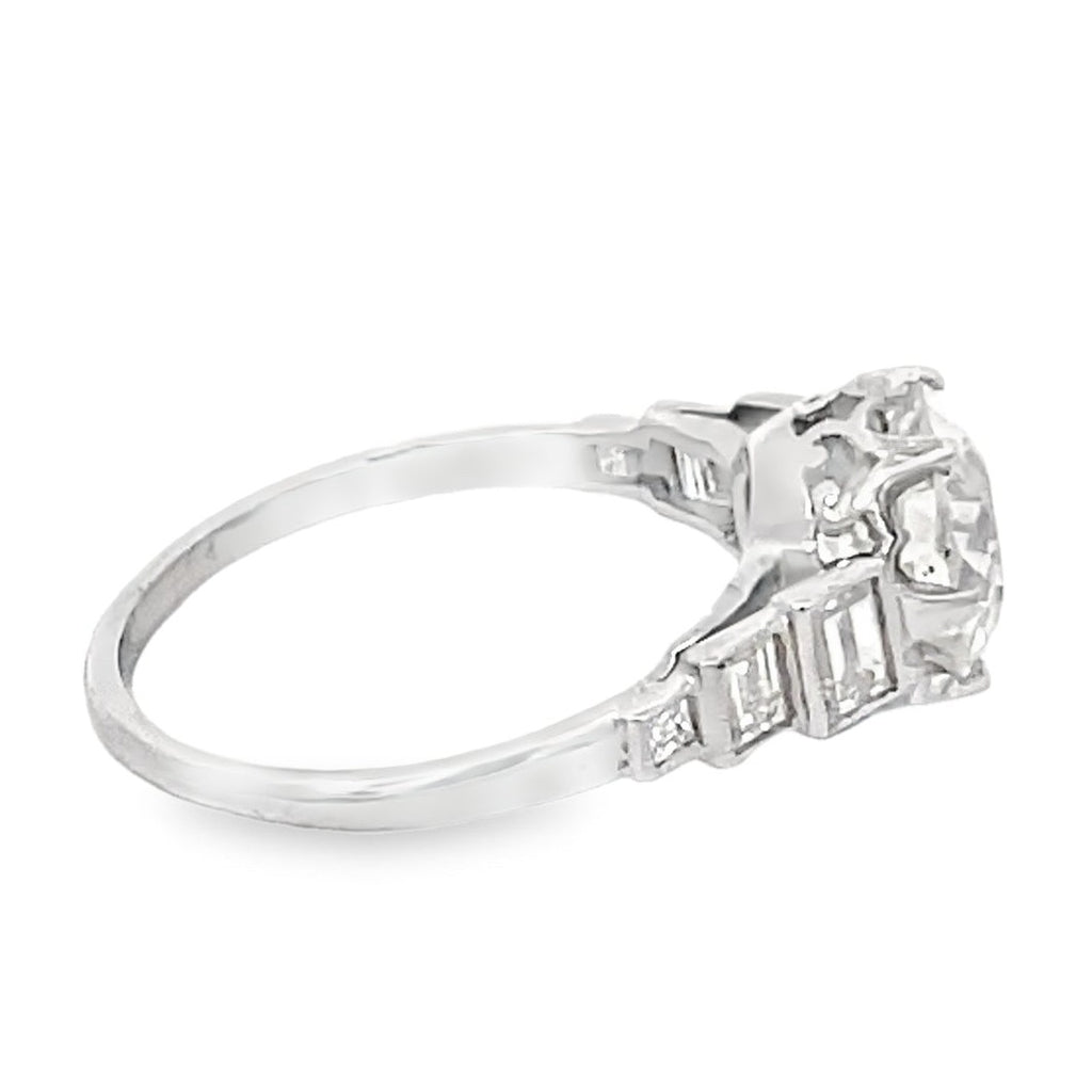 Side view of Antique GIA 1.83ct Old European Cut Diamond Engagement Ring, Platinum