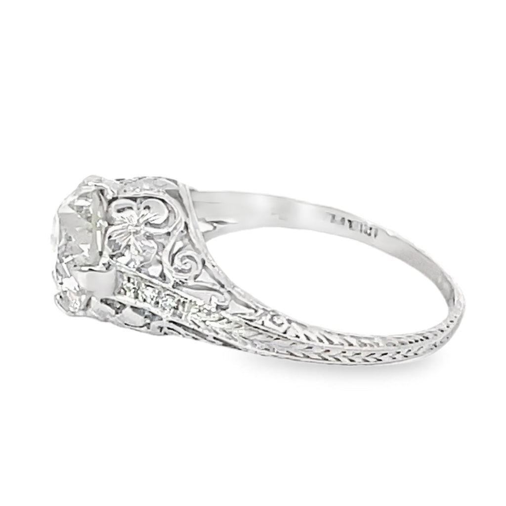 Side view of Antique 2.04ct Old European Cut Diamond Engagement Ring, Platinum