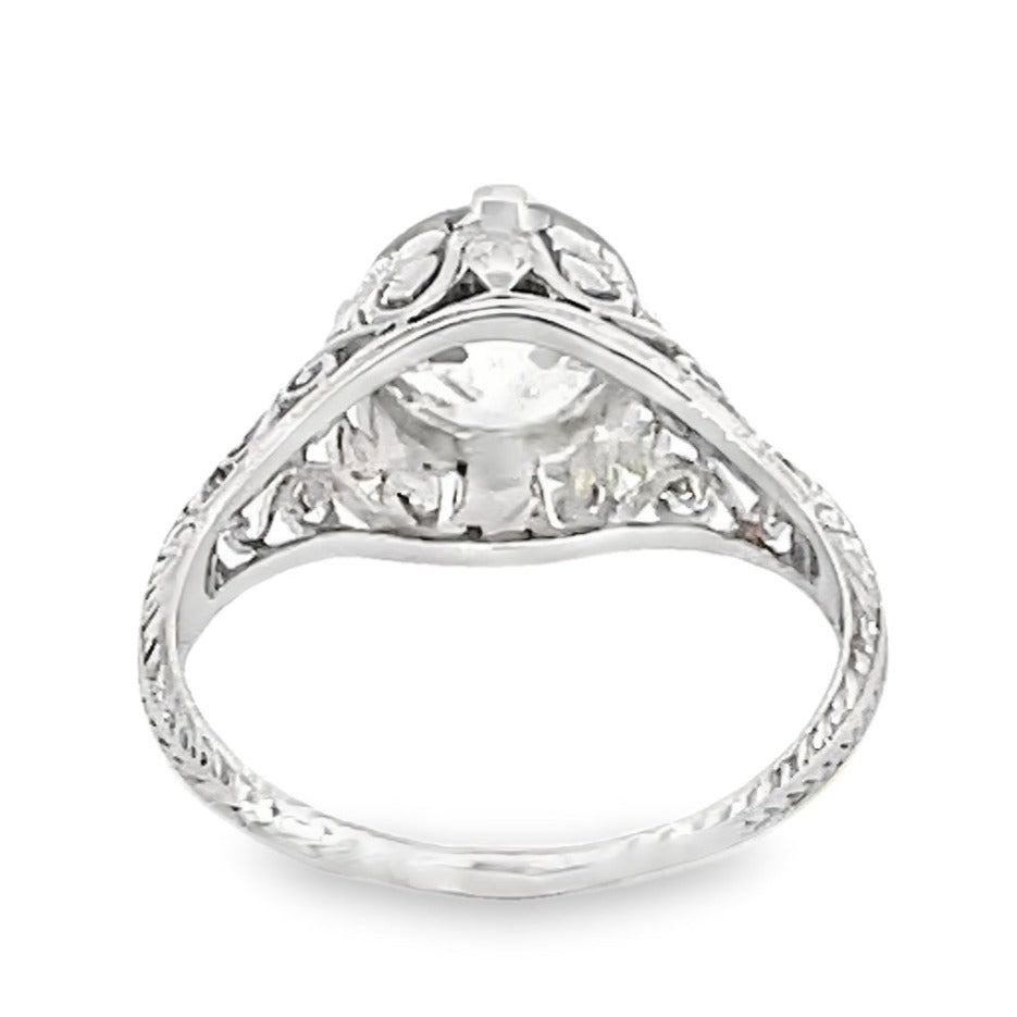 Back view of Antique 2.04ct Old European Cut Diamond Engagement Ring, Platinum