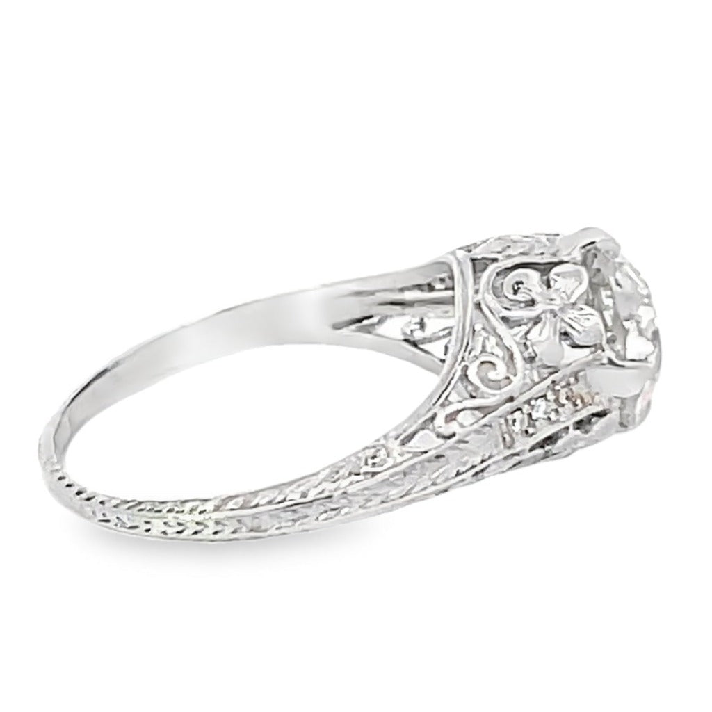 Side view of Antique 2.04ct Old European Cut Diamond Engagement Ring, Platinum