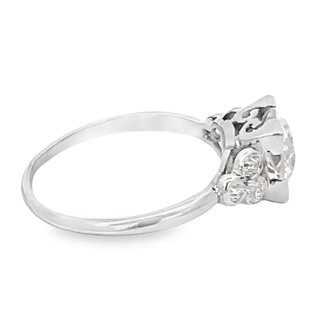 Side Antique 1.65ct Old European Cut Diamond Engagement Ring, Platinum