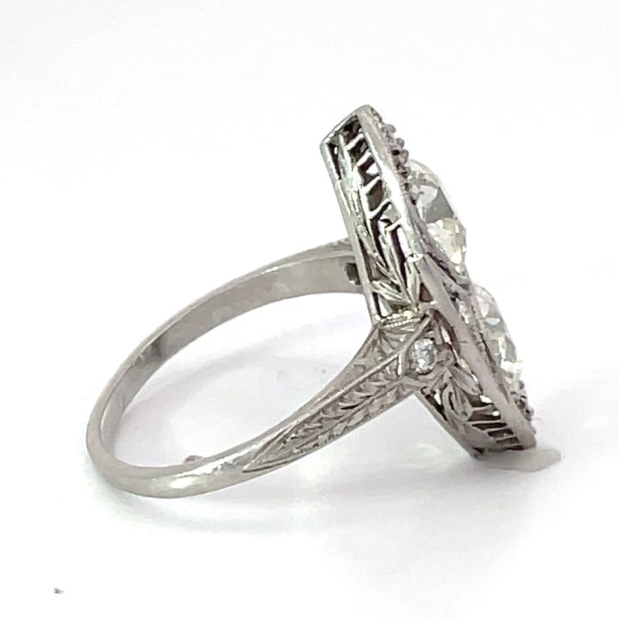 Side view of Antique 1.25ct Old European Cut Diamond Engagement Ring, Platinum