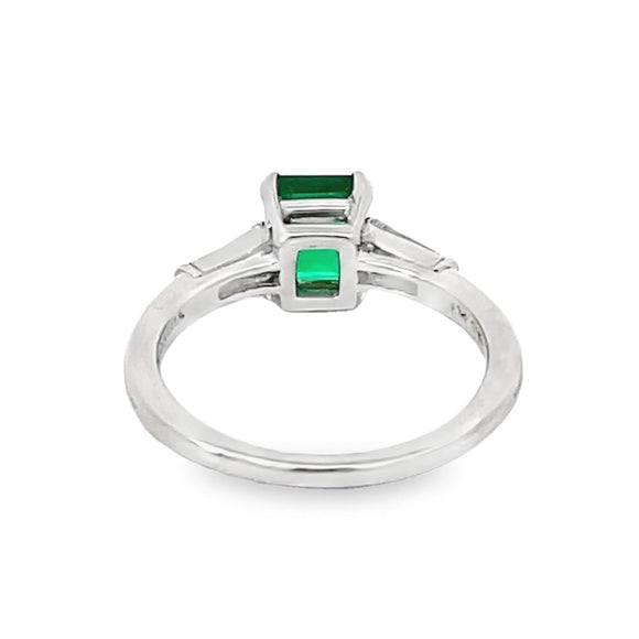 Front view of Vintage Tiffany & Co. 0.80ct Emerald Cut Colombian Emerald Engagement Ring