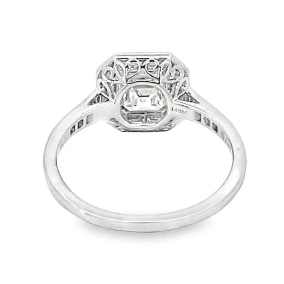 Front view of GIA 1.01ct Asscher Cut Diamond Engagement Ring