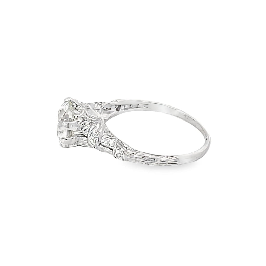 Side view of Antique 1.65ct Old European Cut diamond engagement ring