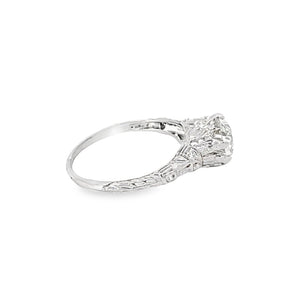 Side view of Antique 1.65ct Old European cut diamond engagement ring