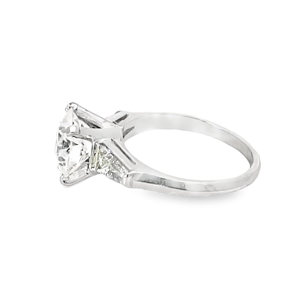 Side view of GIA 2.53ct Old European Cut Diamond Engagement Ring